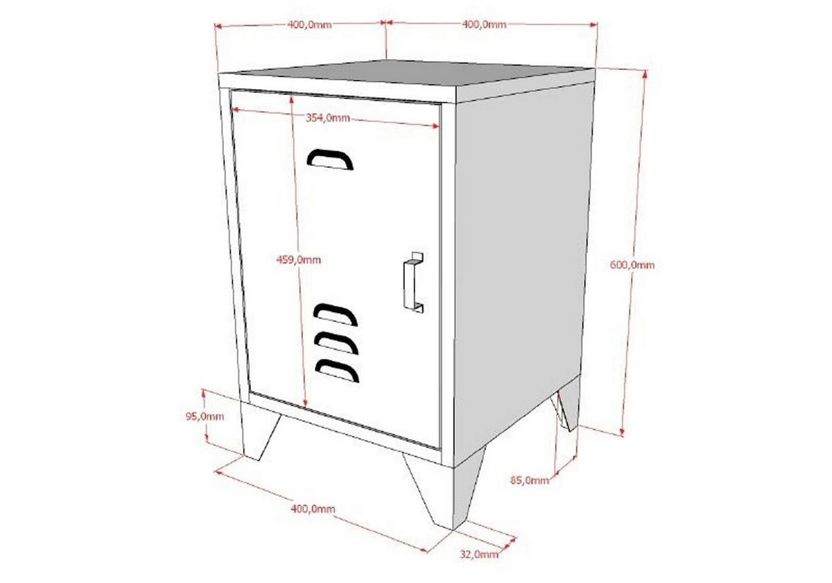 NACHTKOMMODE Kay 40x40x60 Industrial Design aus Metall Weiß - Weiß, Metall (40/60/40cm) - 58aufmkessel