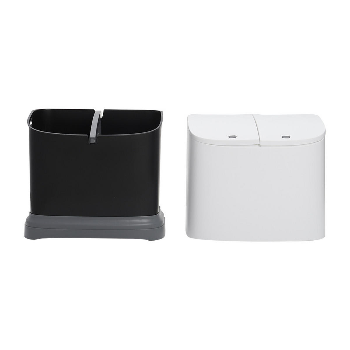 MÜLLEIMER 48L Mülltrennung 2-Stufig Pedal Rollen Kunststoff Weiß - Weiß, Kunststoff (36/79/20cm) - Livingandhome