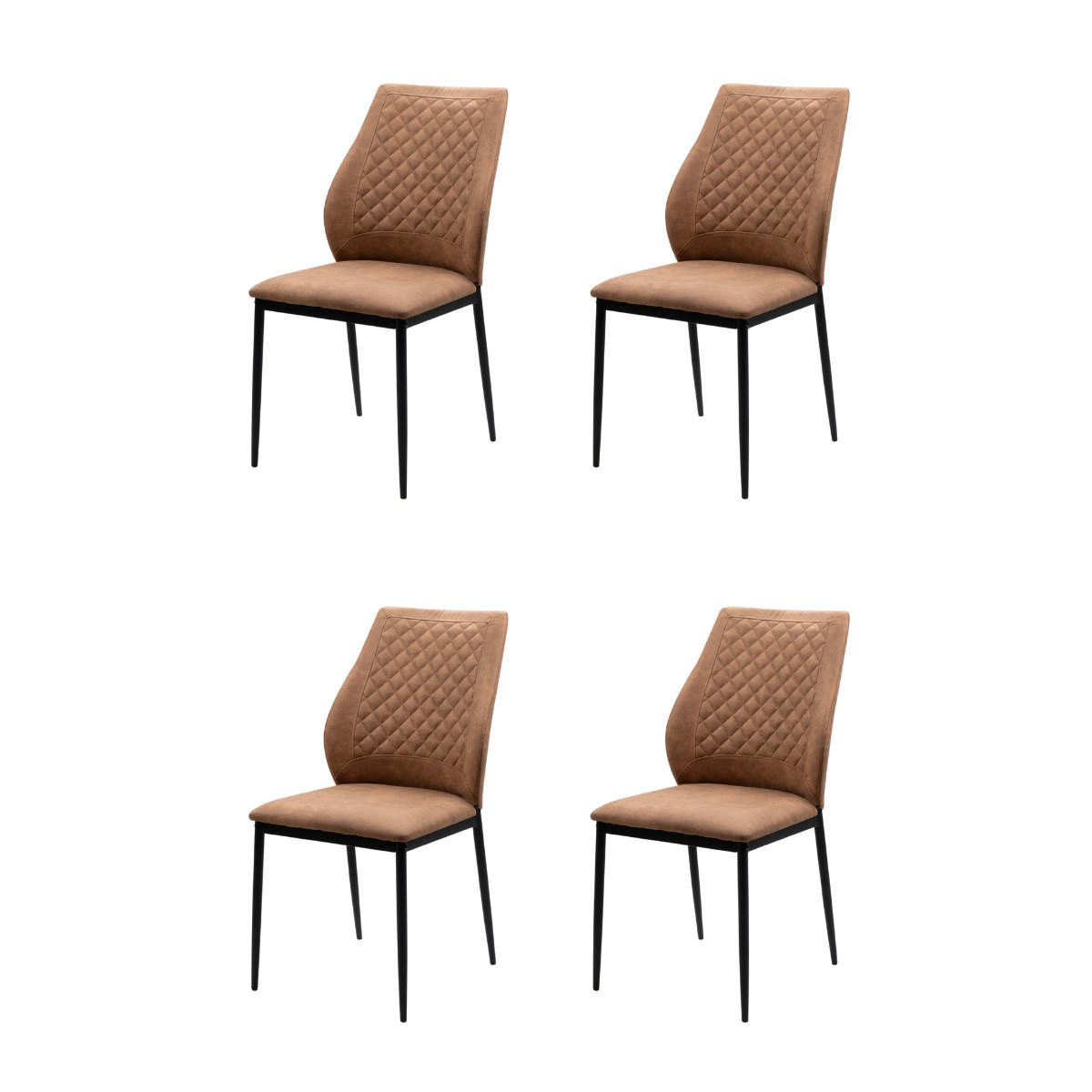 ESSZIMMERSTÜHLE STOFF MIT METALLGESTELL 4er set 45/90/45 cm - Braun, Metall (45/90/45cm) - Calicosy