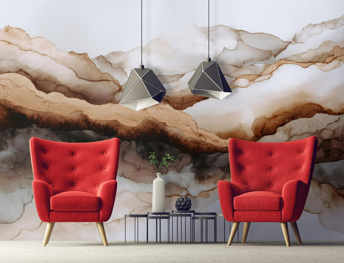 FOTOTAPETE Marmor Stein Braun 350x250 cm - Multicolor, Papier (350/250cm) - Wallarena