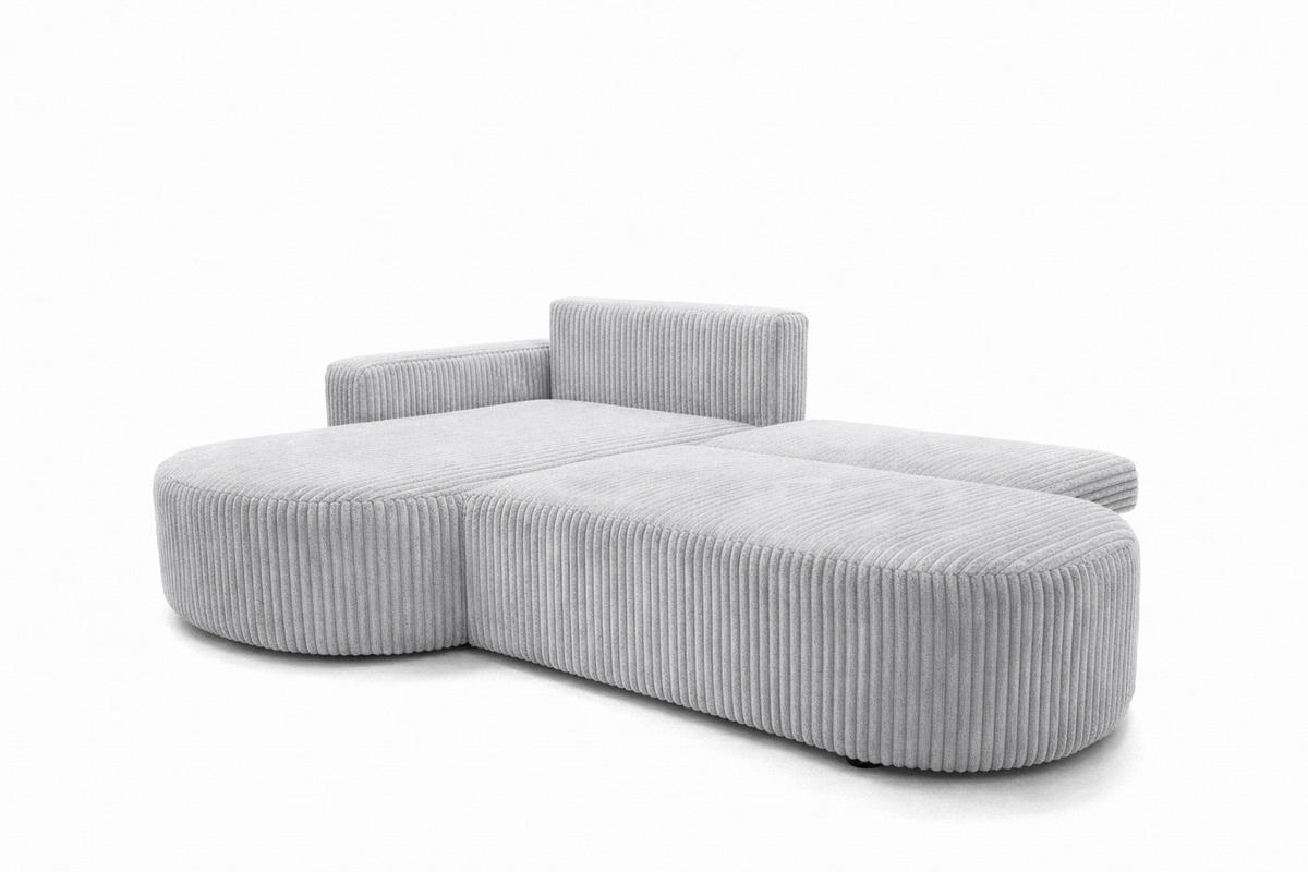 ECKSOFA Mit Schlaffunktion Und Bettkasten, Cordstoff Tilia, Grau, Links, ROUND ONE OPEN XL - Grau, Holz (262/175cm) - Kaiser Möbel