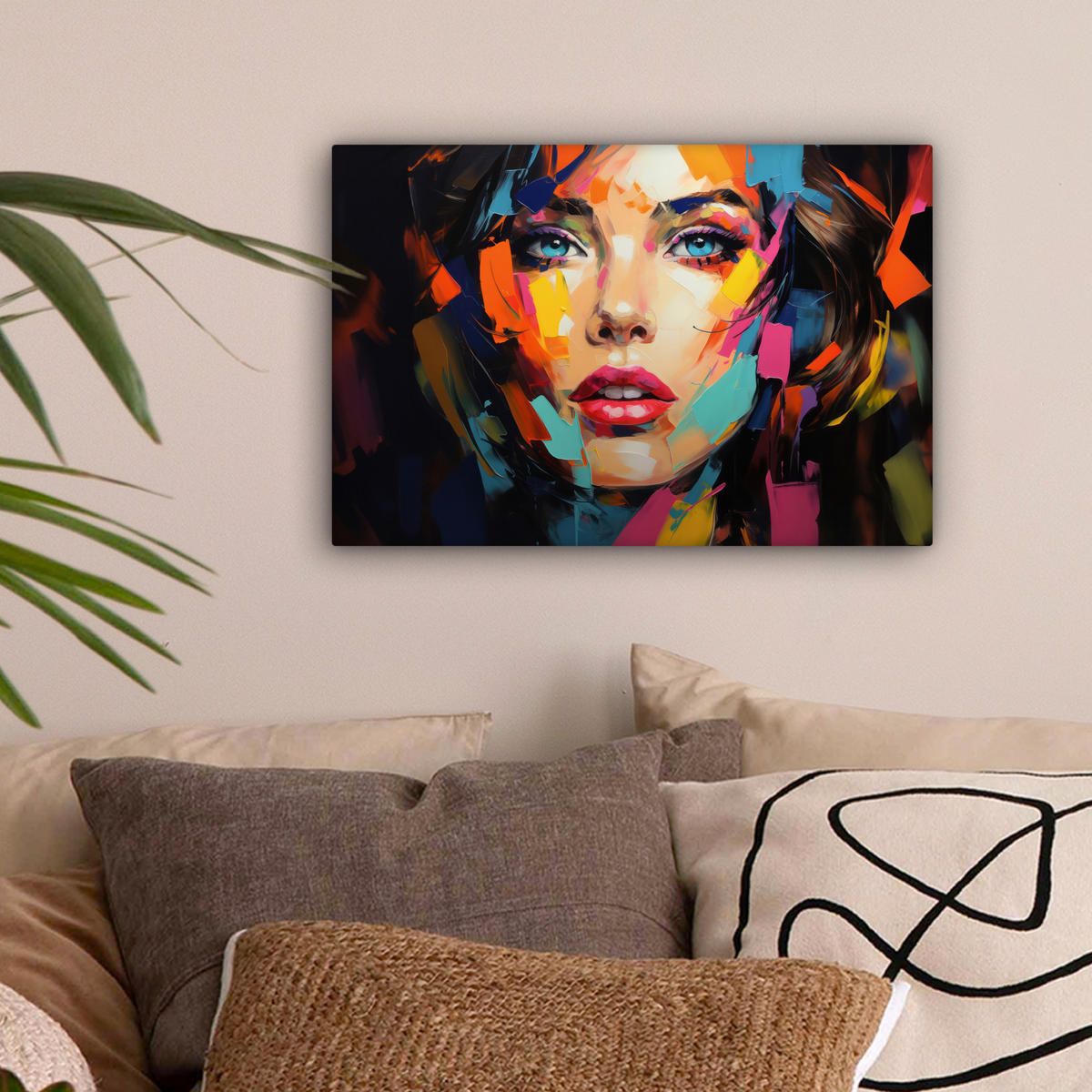 LEINWANDBILD Frau - Porträt - Farbenfroh - Kunst 30x20 cm - Multicolor, Textil (30/20cm) - MuchoWow