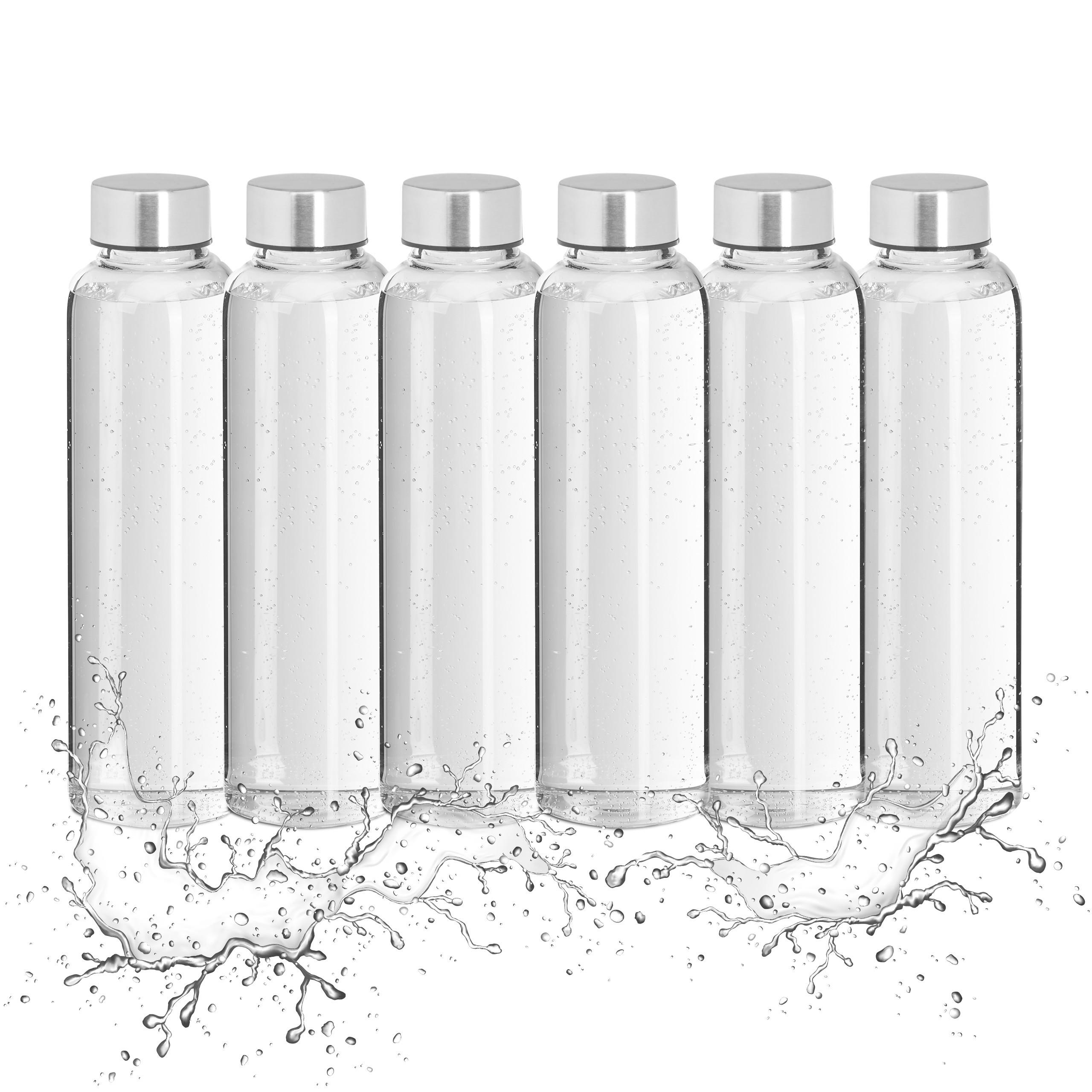 6XTRINKFLASCHE - Multicolor, Glas/Kunststoff (0.5L) - Relaxdays