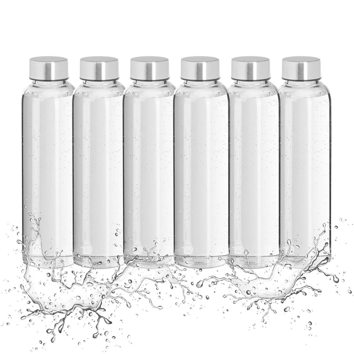 6XTRINKFLASCHE - Multicolor, Glas/Kunststoff (0.5L) - Relaxdays