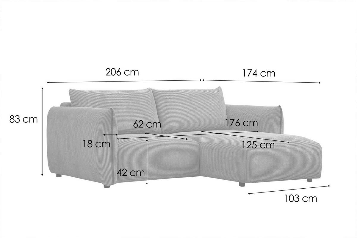 ECKSOFA TAUER 3-Sitzer, taupe - Taupe/Schwarz, Holzwerkstoff/Kunststoff (206/173cm) - Courtois Laville