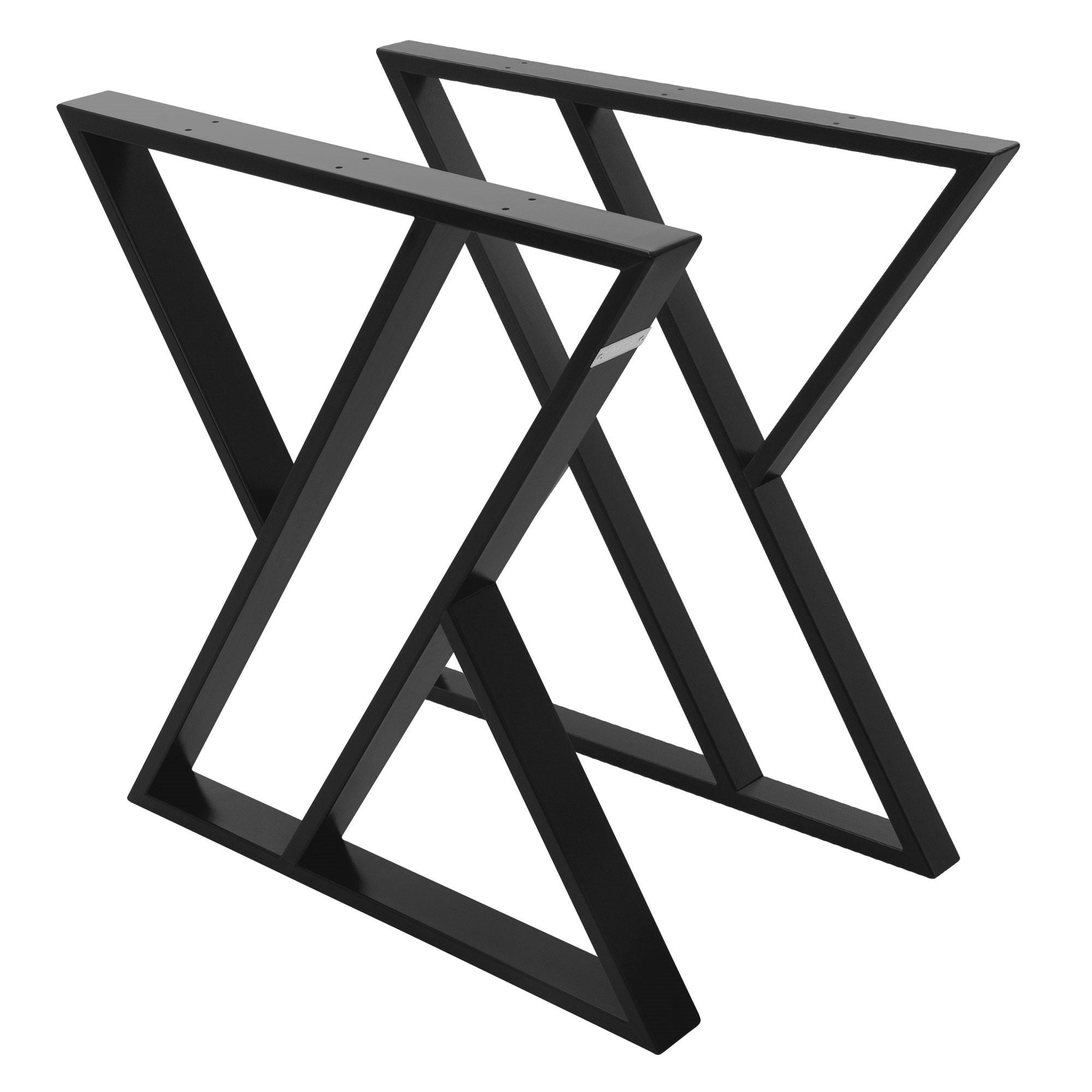 TISCHBEINE 2er Set 69xH72 cm X-Form, Schwarz - Schwarz, Metall (69/6/72cm) - ML-DESIGN