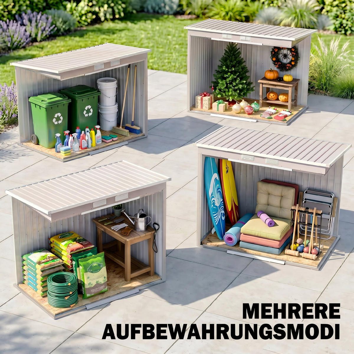 GARTENHAUS Verzinkter Stahl Hellgrau - Hellgrau, Metall (130/172/213cm) - Outsunny