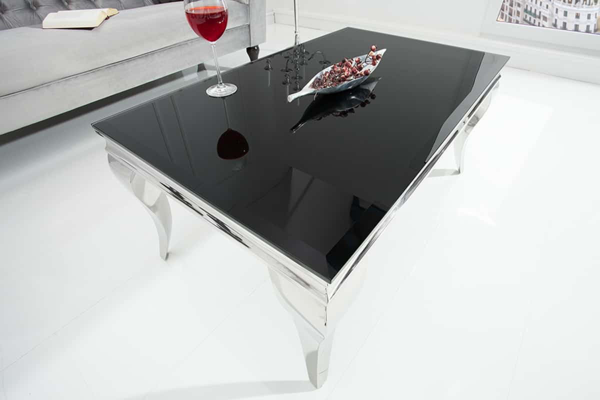 COUCHTISCH MODERN BAROCK Glas Schwarz 100 cm - Silberfarben/Schwarz, Glas/Metall (60/100/45cm) - riess-ambiente