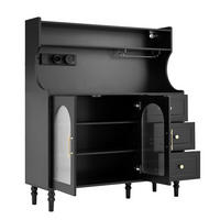 BUFFET 120/40/138,5 cm schwarz aus MDF mit Steckdose - Schwarz, Holzwerkstoff (120/138.5/40cm) - OKWISH