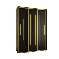 SCHWEBETÜRENSCHRANK 235,2/180/45 3-türig - Goldfarben/Schwarz, Holz/Metall (180/235/45cm) - Abiks Möbel