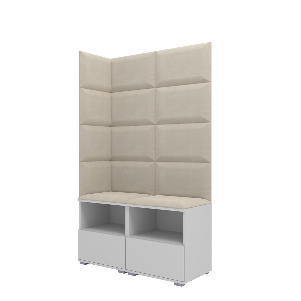GARDEROBEN-SET Nela V mit gepolsterten Paneelen 100/174/40 - Silberfarben/Creme, Holzwerkstoff/Kunststoff (100/174/40cm)
