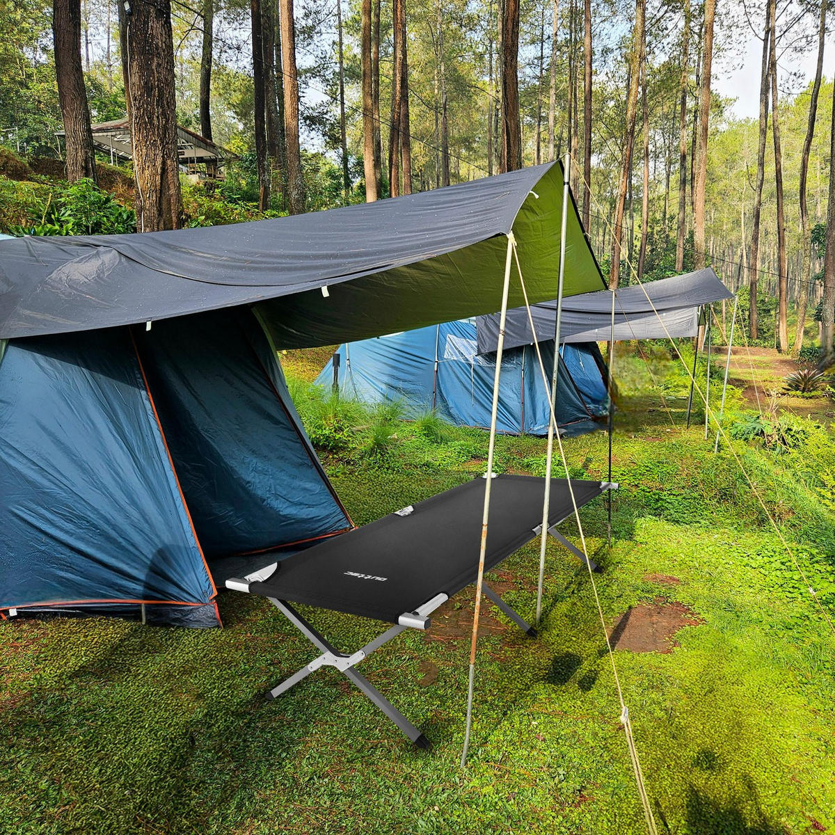 CAMPINGBETT 203/62/45 cm - Schwarz, Metall (62/45/202cm) - Outtec
