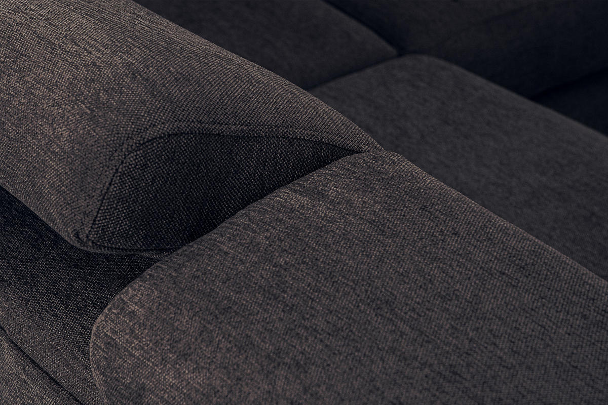 SCHLAFECKSOFA RATLO links 4/5-Sitzer mit Bettkasten, blau/braun - Blau/Silberfarben, Textil (270/190cm) - KONSIMO®