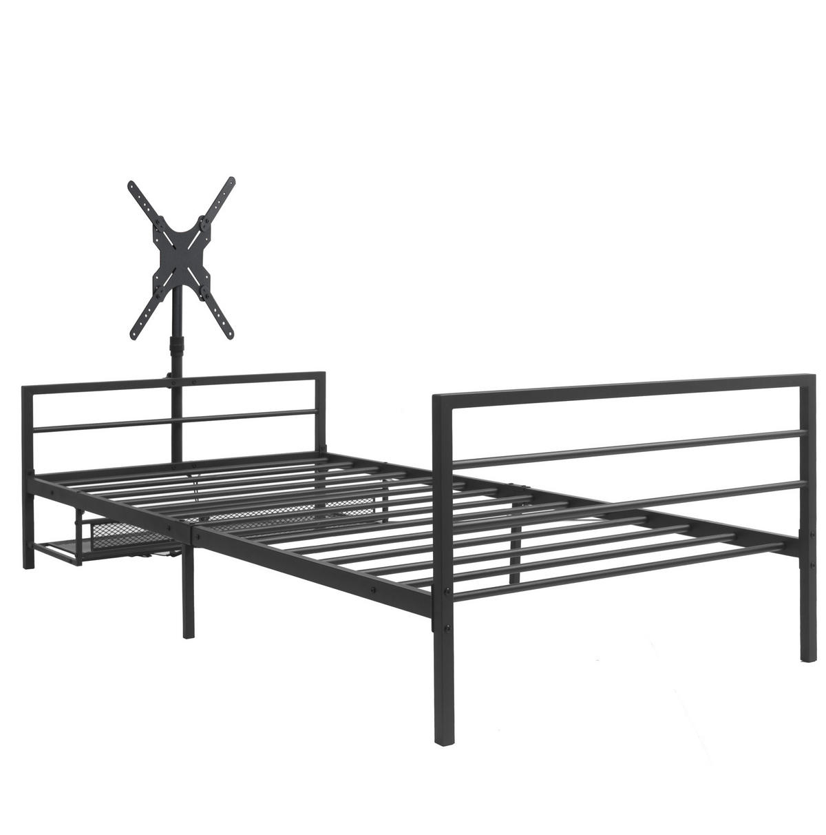 BETT Gaming 206 cm schwarz mit LED-Beleuchtung und verstellbarer Halterung - Schwarz, Metall (90/200cm) - OKWISH