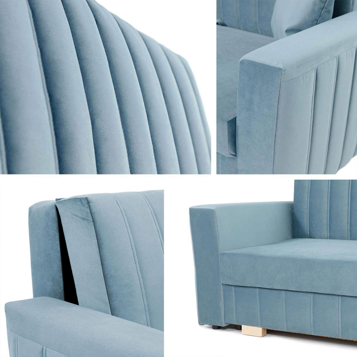 SCHLAFSOFA Viva Glam III - Hellgrau/Naturfarben, Holz/Kunststoff (160/85/98cm) - MIRJAN24