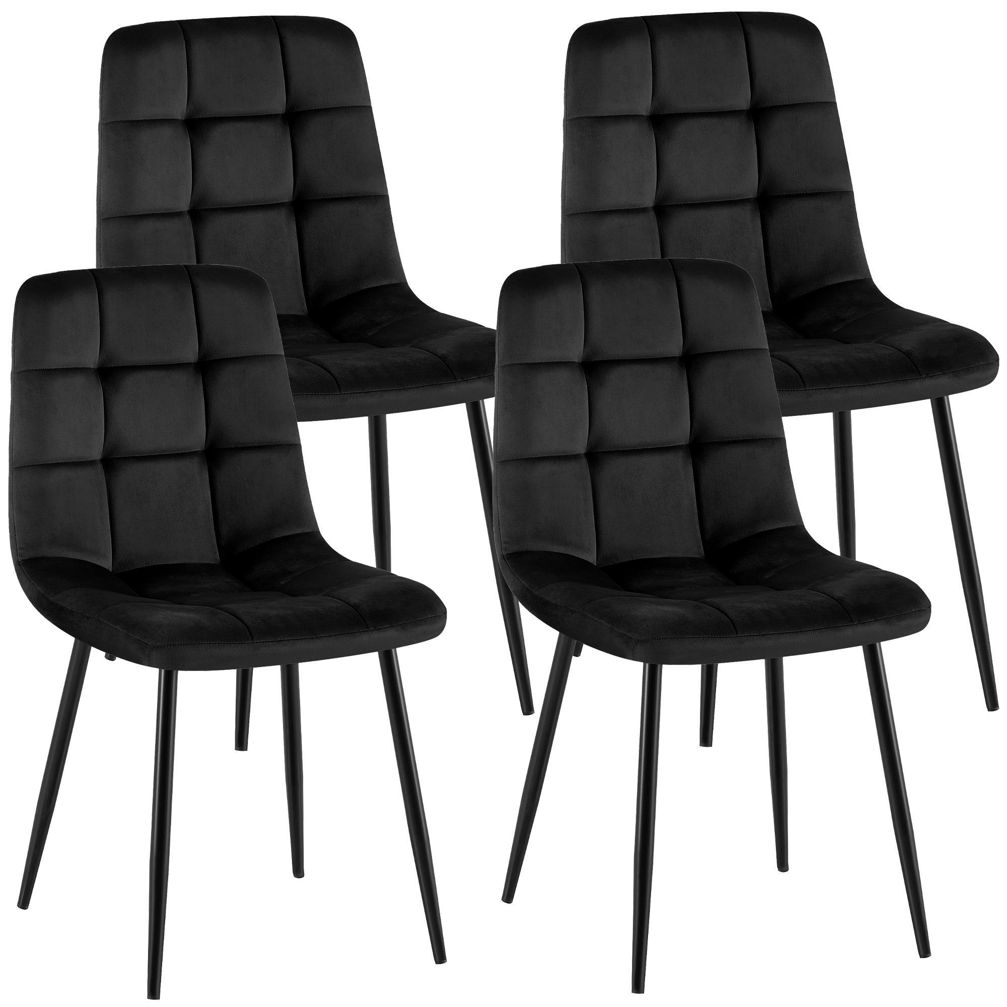 STUHL 4 Samt Schwarz - Schwarz, Textil/Metall (45/84/55cm) - CLP