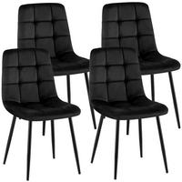 STUHL 4 Samt Schwarz - Schwarz, Textil/Metall (45/84/55cm) - CLP