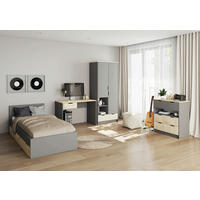 JUGENDZIMMER Zamiro in Grau mit Artisan Eiche 4 teilig - Kinderzimmer Komplettset - Grau, Holzwerkstoff (80/200/120cm)