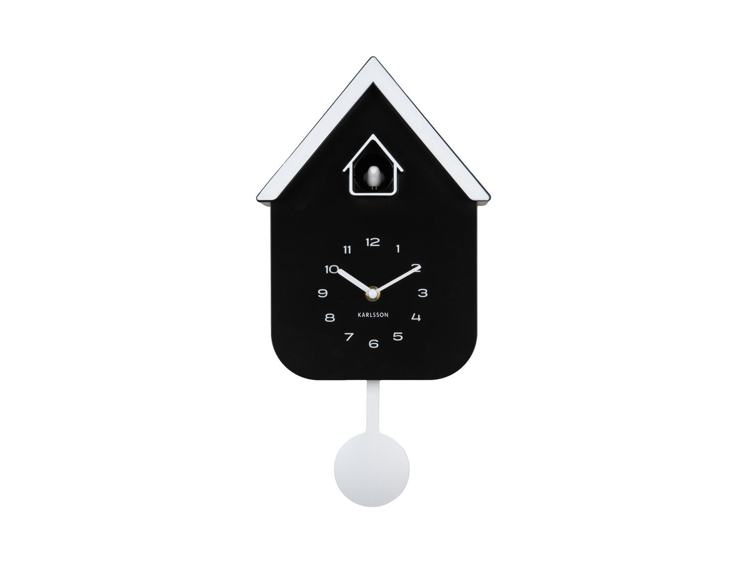 WANDUHR Dupla Color Cuckoo Schwarz 21.5/21.5/41.5 cm - Schwarz, Kunststoff (21.5/41.5/21.5cm) - Karlsson
