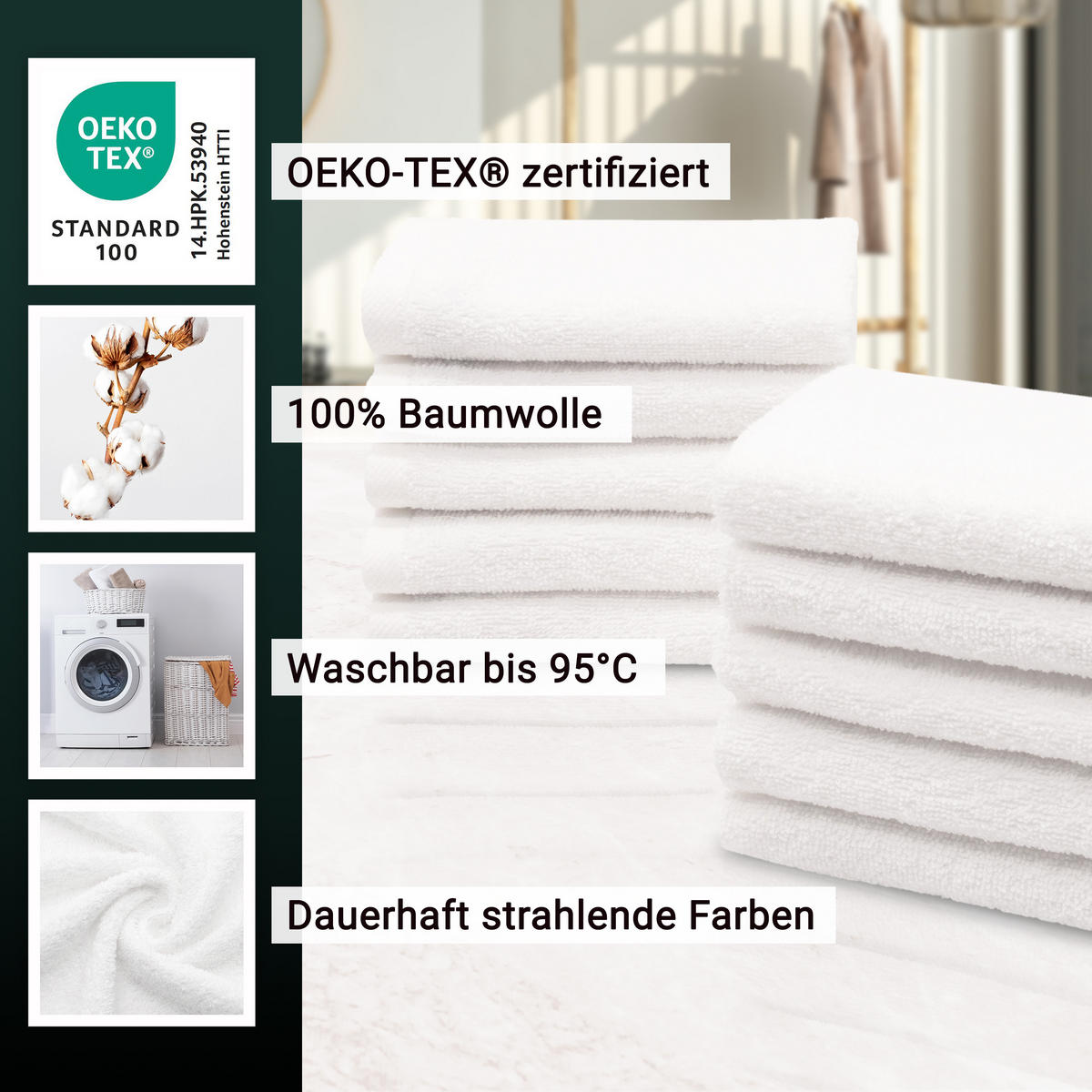 SEIFTÜCHER, 10er-Set, 30x30 cm, 100% Baumwolle, Weiß - Weiß, Textil (30/30cm) - Zollner