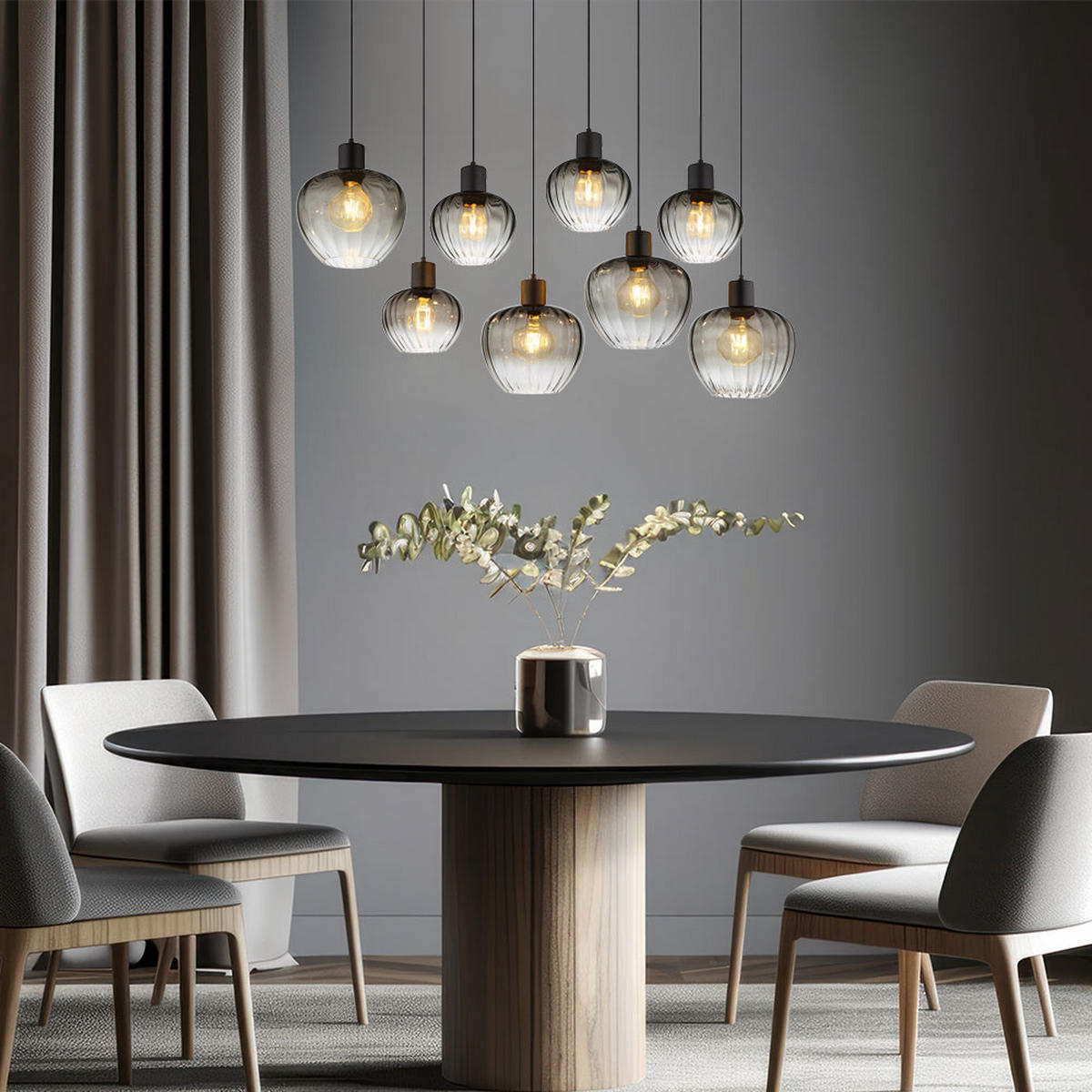 HÄNGELEUCHTE Metall Glas Rauchgrau - Grau, Glas (110/42/120cm) - Nowa