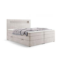BOXSPRINGBETT Gold 5 King LED 140x200 cm Ecru Velvet H3 - Ecru, Holz (140/200cm) - Labett