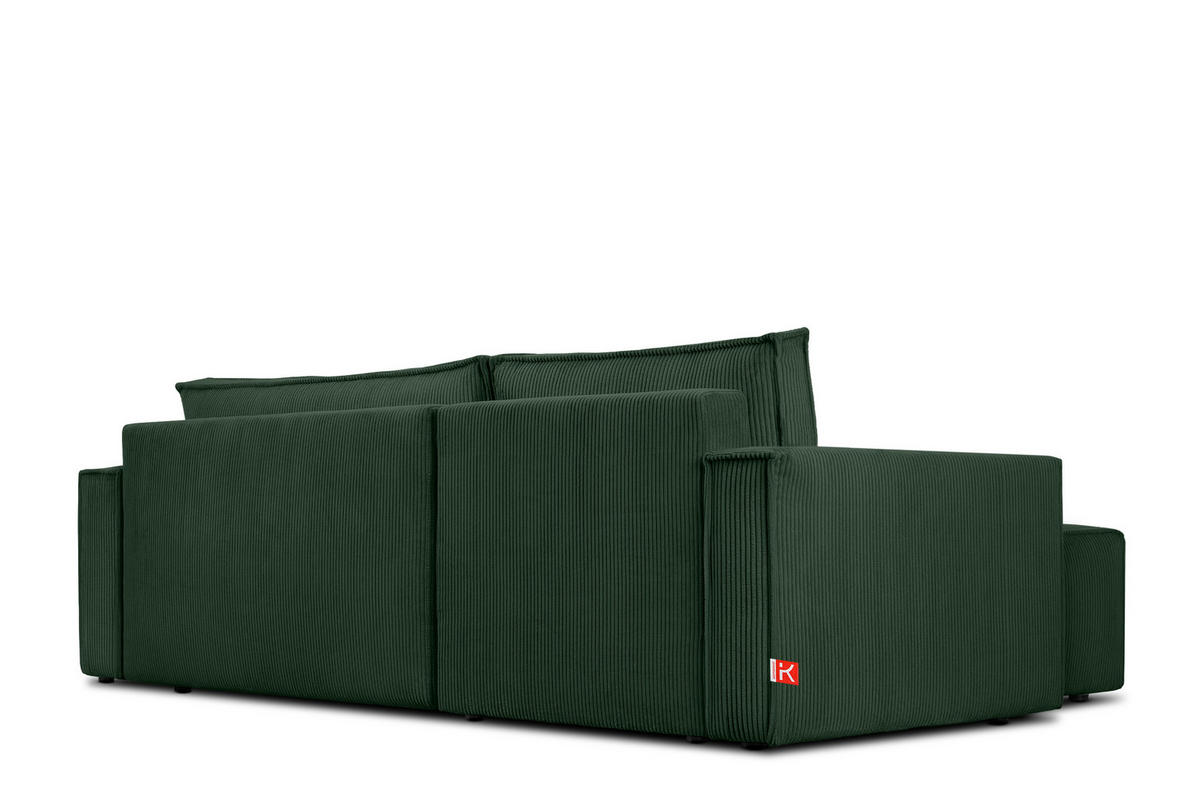 ECKSOFA-LINKS/RECHTS NAPI Schlaffunktion mit Cordbezug, dunkelgrün - Dunkelgrün/Schwarz, Textil (246/148cm) - KONSIMO®