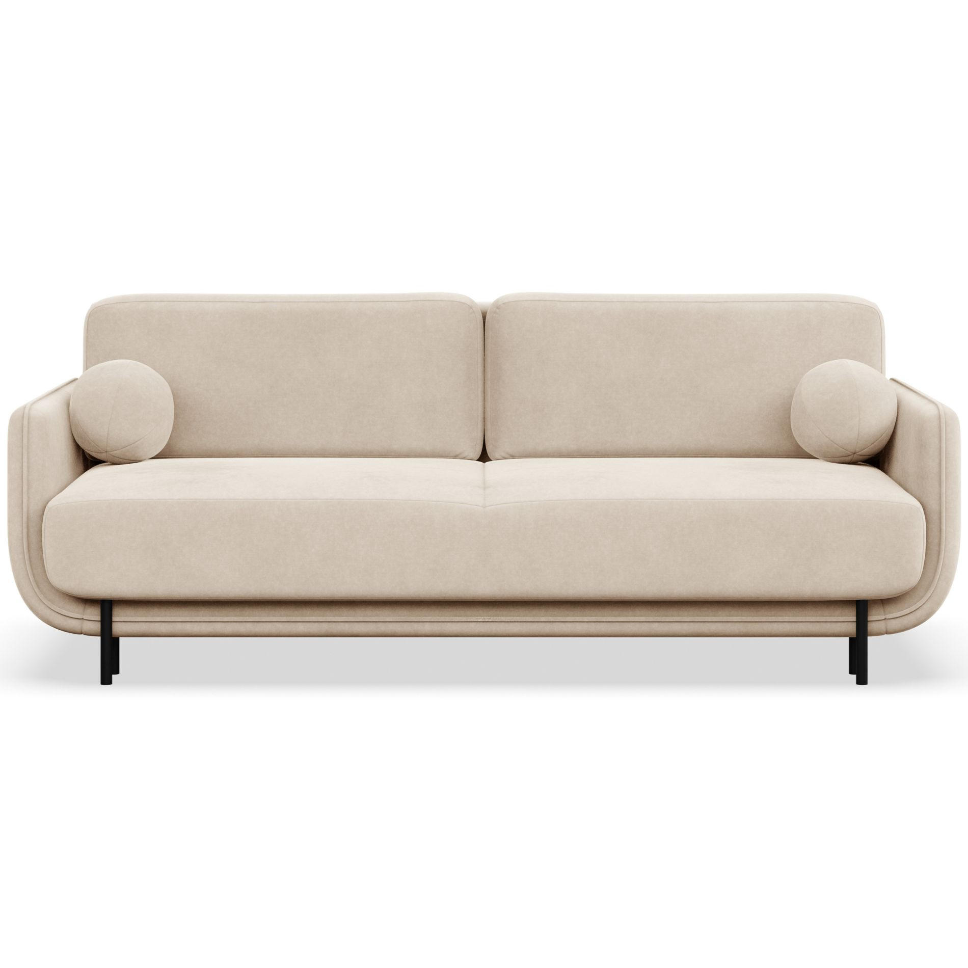 SCHLAFSOFA Ovals Hellbeige - Ecru/Schwarz, Textil/Metall (236/95/96cm) - Selsey