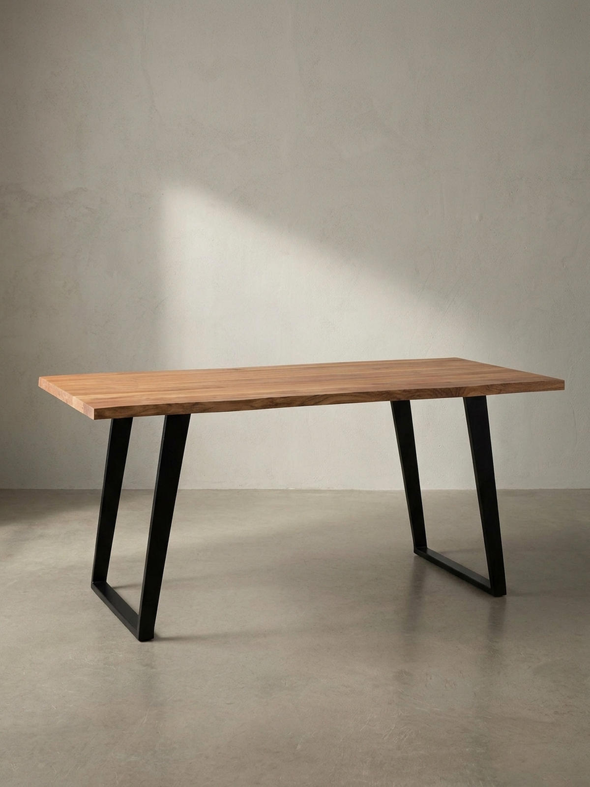 ESSTISCH Massivholz Baumkante Metall U-Gestell Handgefertigt ATOLL, Goldbraun-Schwarz 200x100x76 cm - Schwarz/Braun, Holz/Metall (100/200/76cm) - KADIMA DESIGN