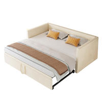 POLSTERBETT 90/190 cm aus samt Beige mit ausziehbarem Unterbett - Beige, Holzwerkstoff (180/200cm) - Brevoria