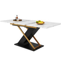 ESSTISCH 120/80/75,4 cm in Schwarz mit Ausziehfunktion und Marmormuster - Schwarz, Holzwerkstoff (160/80/75.4cm) - Flora Grace