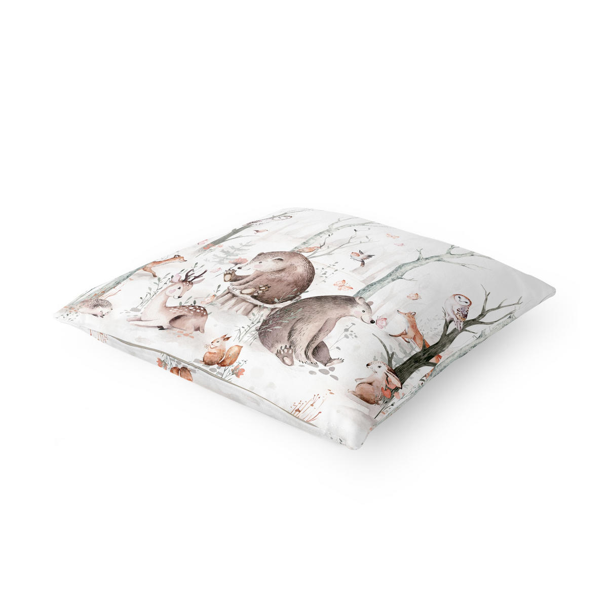 DEKOKISSEN Aquarell Waldtierfreunde 50/50 cm - Braun, Textil (50/50/10cm) - Bilderwelten