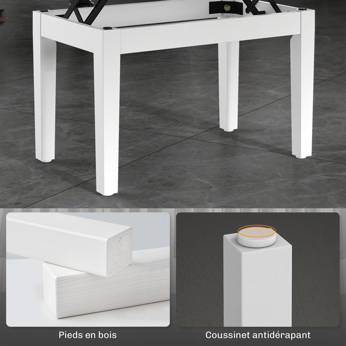 HOCKER DE-16416 höhenverstellbar mit Staufach Weiß - Weiß, Holzwerkstoff (33/58/55cm) - ComfortXL