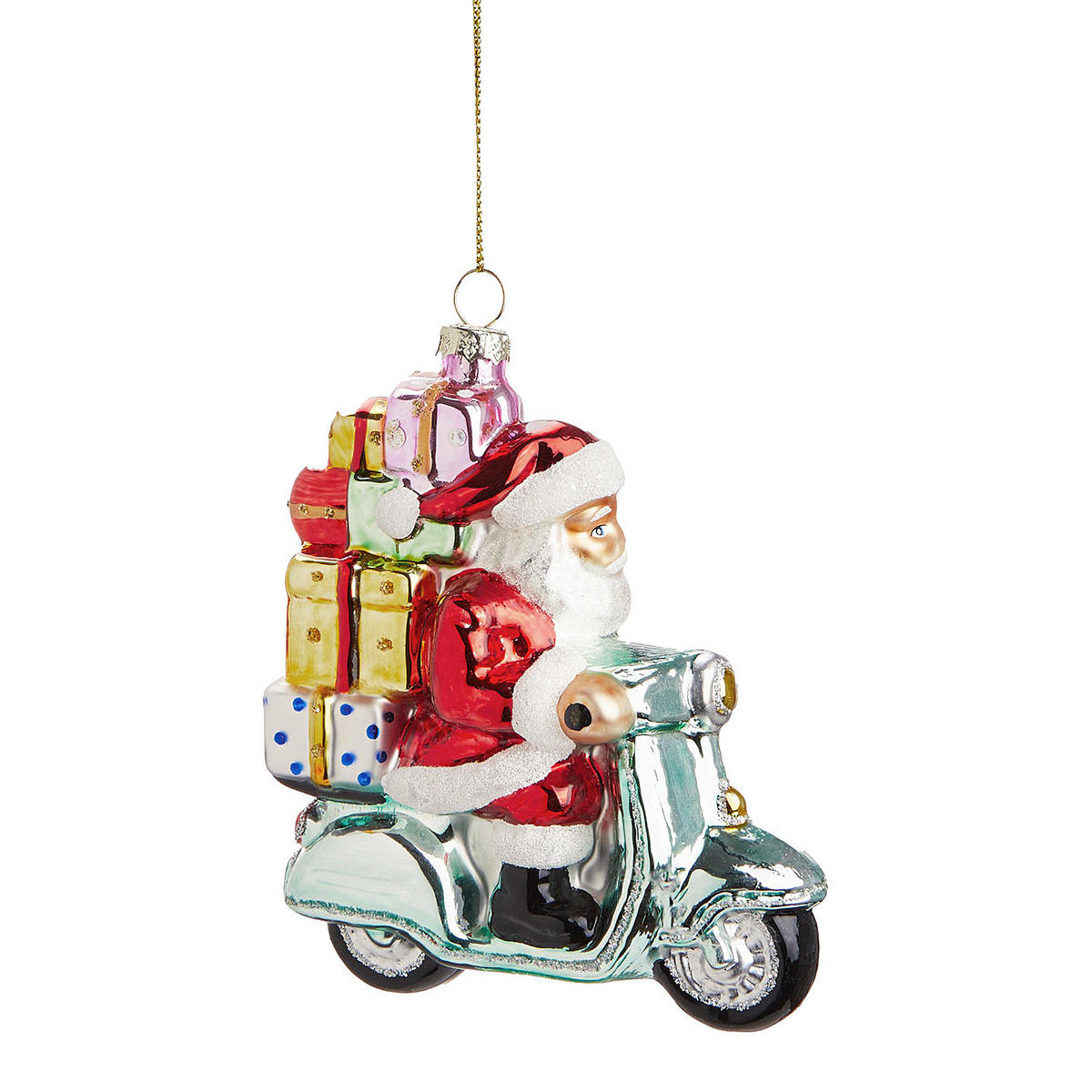 BAUMANHÄNGER Hang On Santa Auf Roller - Türkis, Glas (5/13/11cm) - Butlers