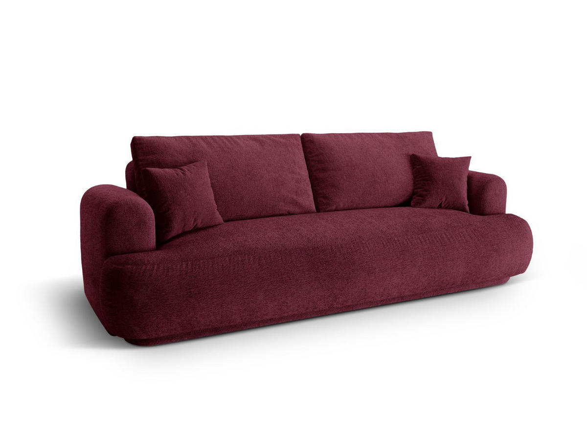 SOFA ausklappbar mit Bettkasten Ella aus strukturiertem Stoff burgundfarben 3 Sitzplätze - Bordeaux, Textil (108/94/271cm) - Micadoni