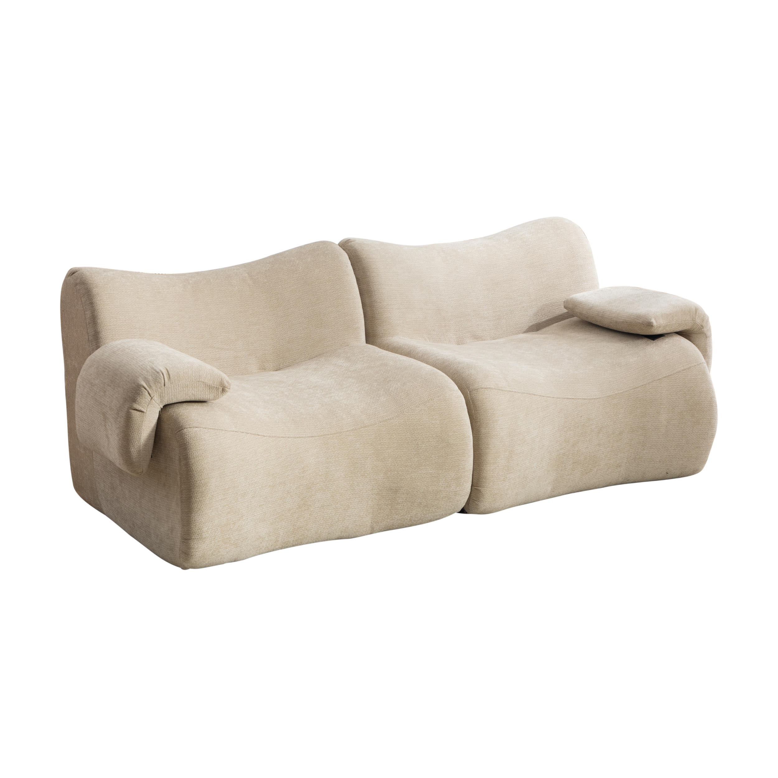 2-SITZER SOFA Chenille Khaki - Hellbraun, Textil (199/72.5/92cm) - WISHDOR