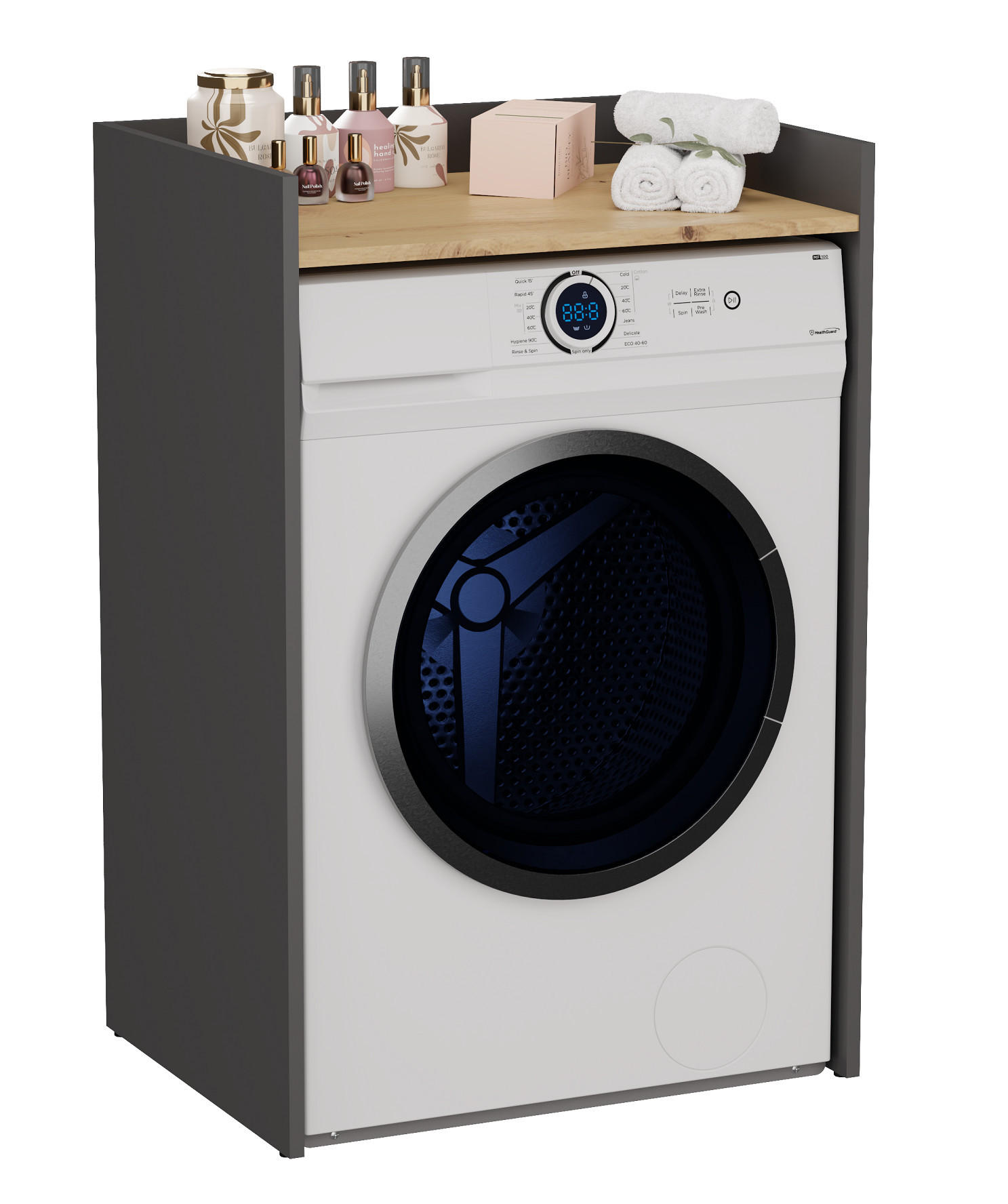 BADEZIMMERSCHRANK POLA NP für Waschmaschine - Anthrazit/Eiche Artisan, Holzwerkstoff (64/97.5/50cm) - CDF