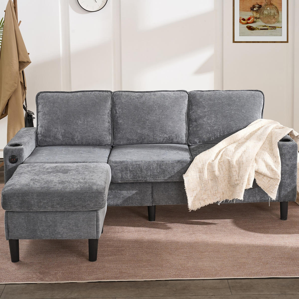 4-SITZER-SOFA Grau 202/137/80 cm - Grau, Textil (137/80/202cm) - Urban Meuble