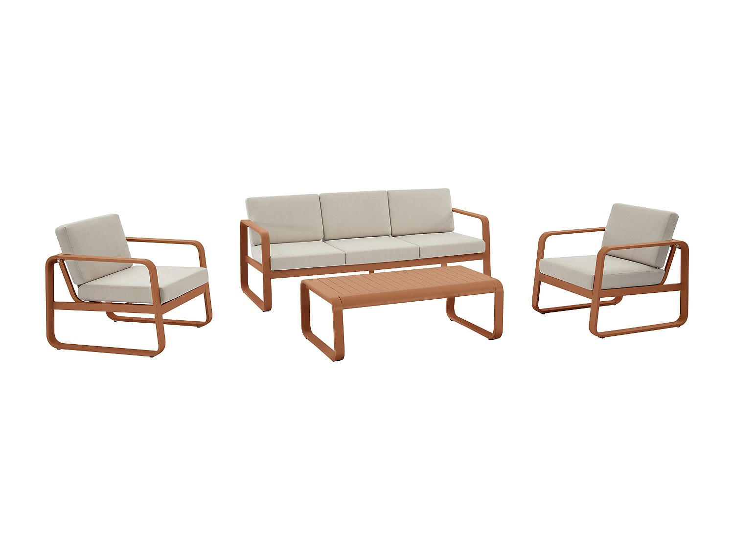 GARTENSITZGRUPPE im Set - 5 -Sitzer - Aluminium - kupferfarben - LOMIA - Beige/Kupferfarben, Metall - Vente-Unique