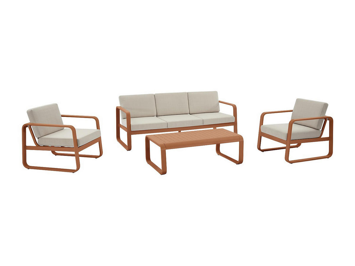 GARTENSITZGRUPPE im Set - 5 -Sitzer - Aluminium - kupferfarben - LOMIA - Beige/Kupferfarben, Metall - Vente-Unique