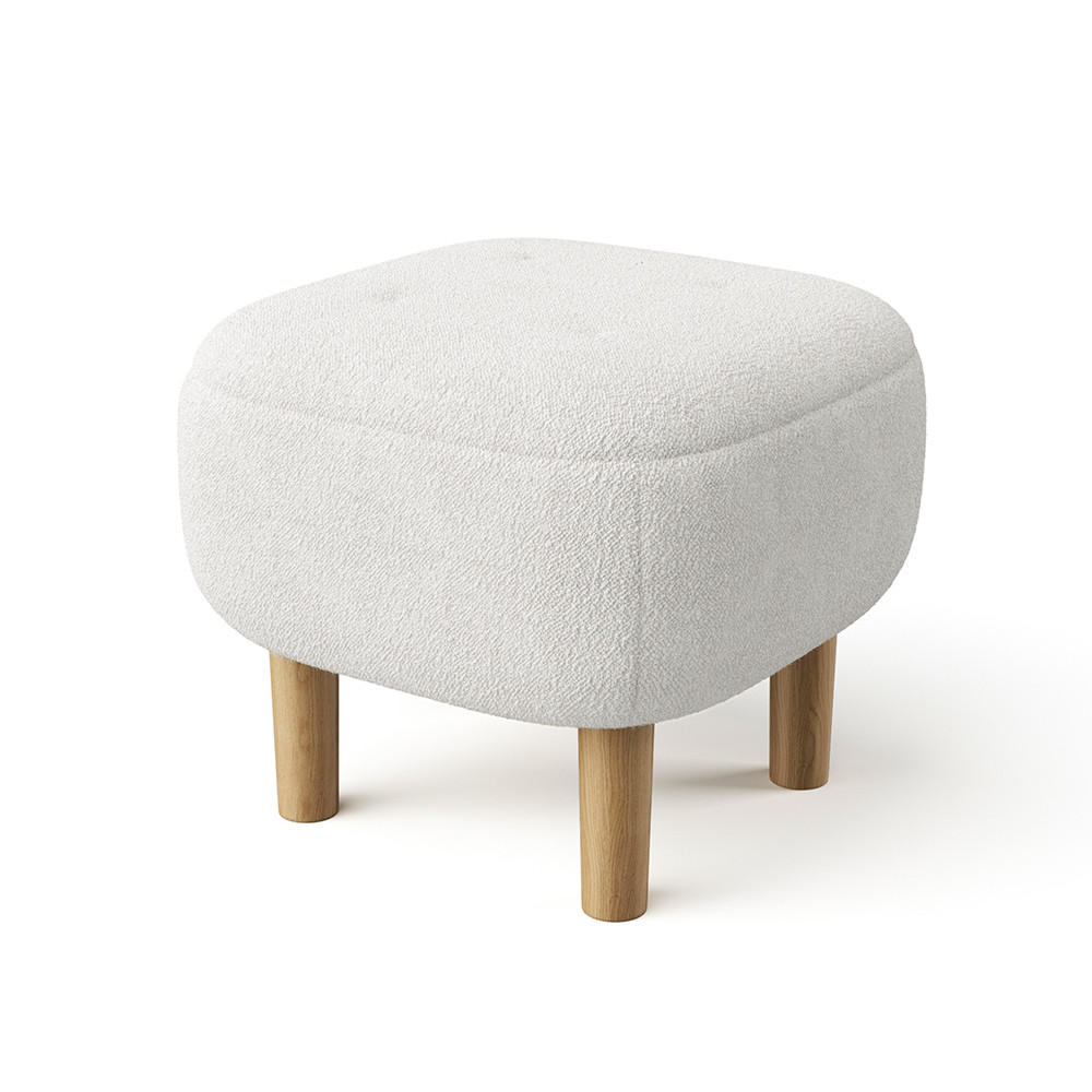 POLSTERHOCKER 45/45/36 cm Gummibaumholzbeine Leinen Beige - Beige/Naturfarben, Holz/Textil (45/36/45cm) - Livingandhome