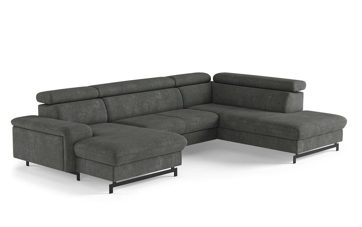 WOHNLANDSCHAFT mit Schlaffunktion und Bettkasten, Orlando-Stoff - Schwarz/Grau, Kunststoff/Textil (215/81/328cm) - Cotta