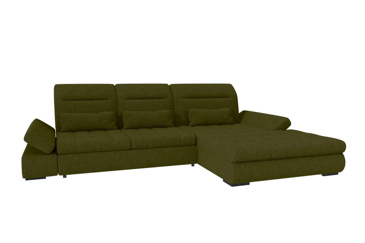 ECKSOFA Toscana Plus Strukturstoff inkl. Schlaffunktion - Grün, Textil (300/179cm) - 99rooms