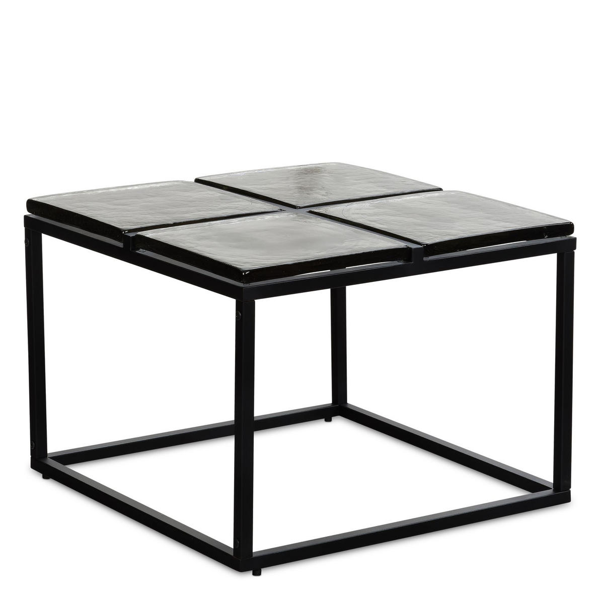 COUCHTISCH Quadratisch in Schwarz aus Glas und Metall, 58x58x43.5 cm - Schwarz, Glas/Metall (58/58/44cm) - KADIMA DESIGN