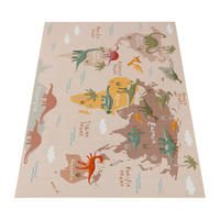 KINDERTEPPICH waschmaschinenwaschbar Dinosaurier‑Weltkarten‑Muster Kinderzimmer schmutzabweisend Beige Rechteckig 160x220 - Beige, Textil (160/220cm) - KADIMA DESIGN