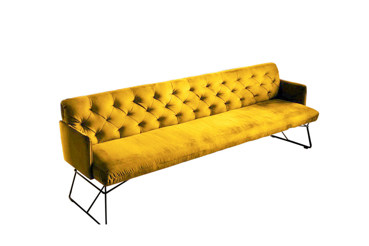 ESSZIMMERBANK CHARME Gelb Velvet - Gelb, Textil (166/85/68cm) - KAWOLA