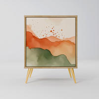 SIDEBOARD WATERCOLOUR PEAKS, Eichefarben, 57,5x42x75,5 cm, Goldfarbene Metallfüße - Eichefarben/Goldfarben, Holzwerkstoff/Metall (57.5/75.5/42cm) - SpaceRebels