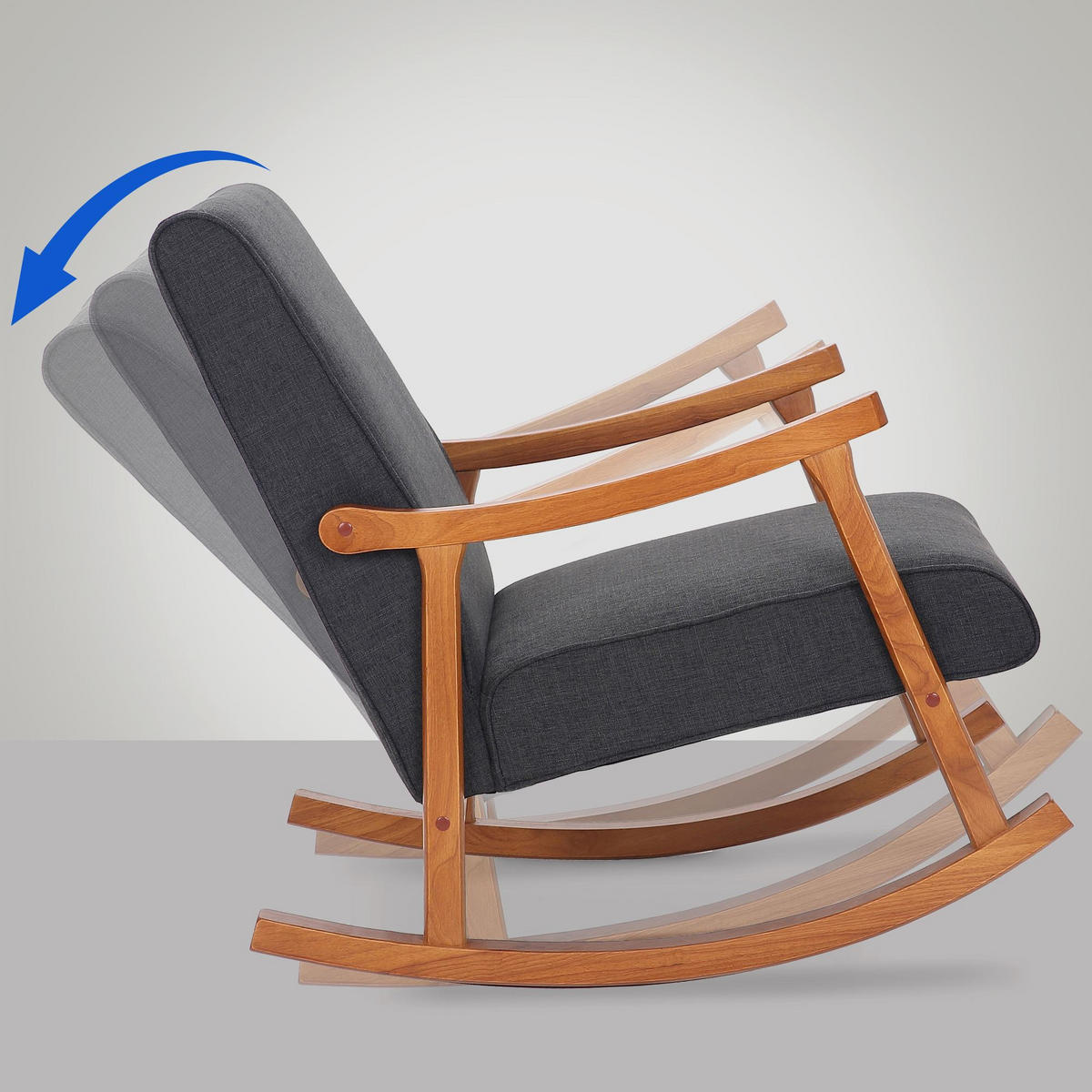 SCHAUKELSTUHL Stoff dunkelgrau - Dunkelgrau, Holz/Textil (67/82/92cm) - CLP