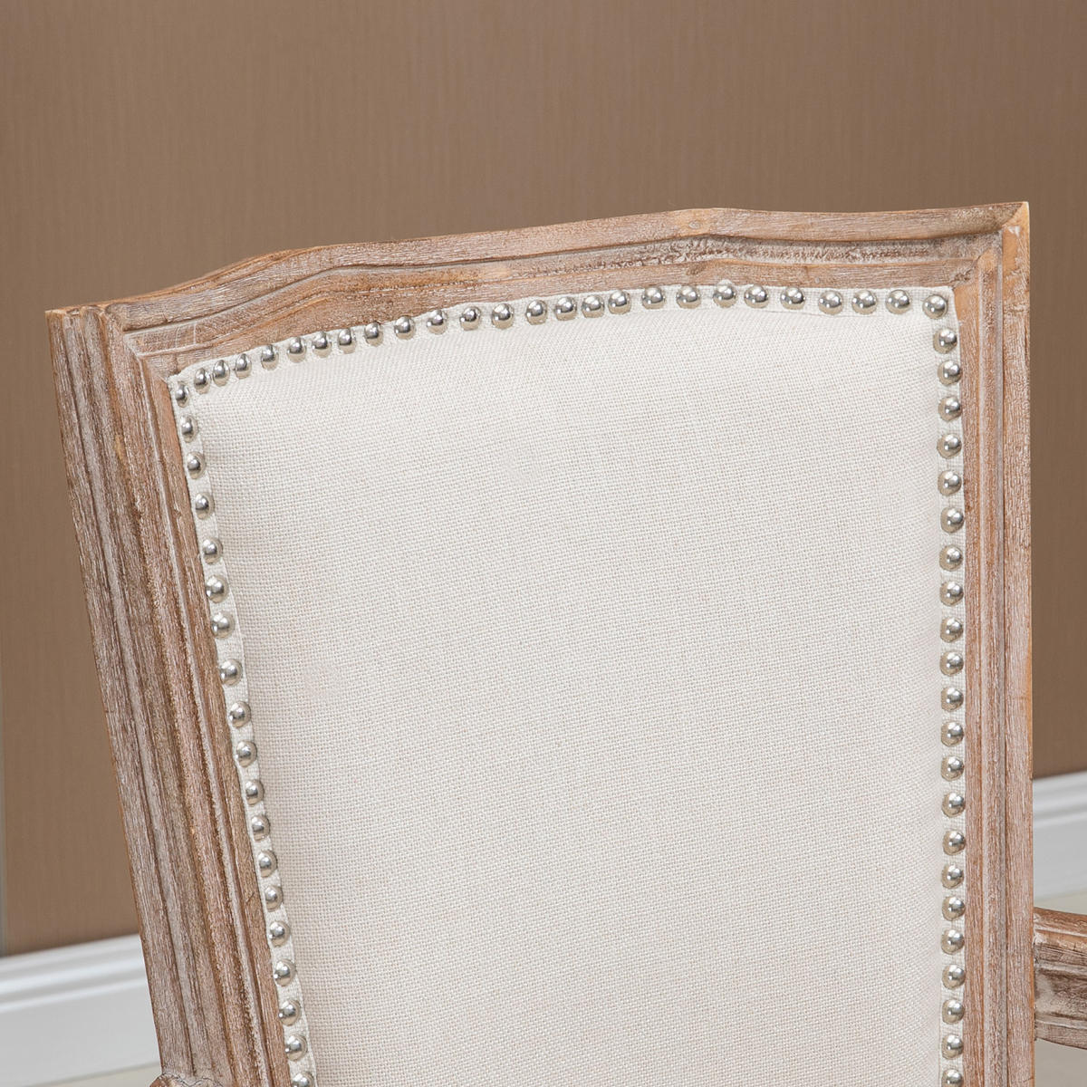 ESSZIMMERSTUHL, Küchenstuhl, Nietendekor, französischer Landhausstil, Kautschukholz, Cremeweiß, 54,5 x 59 x 96cm - Creme, Holz (54.5/96/59cm)