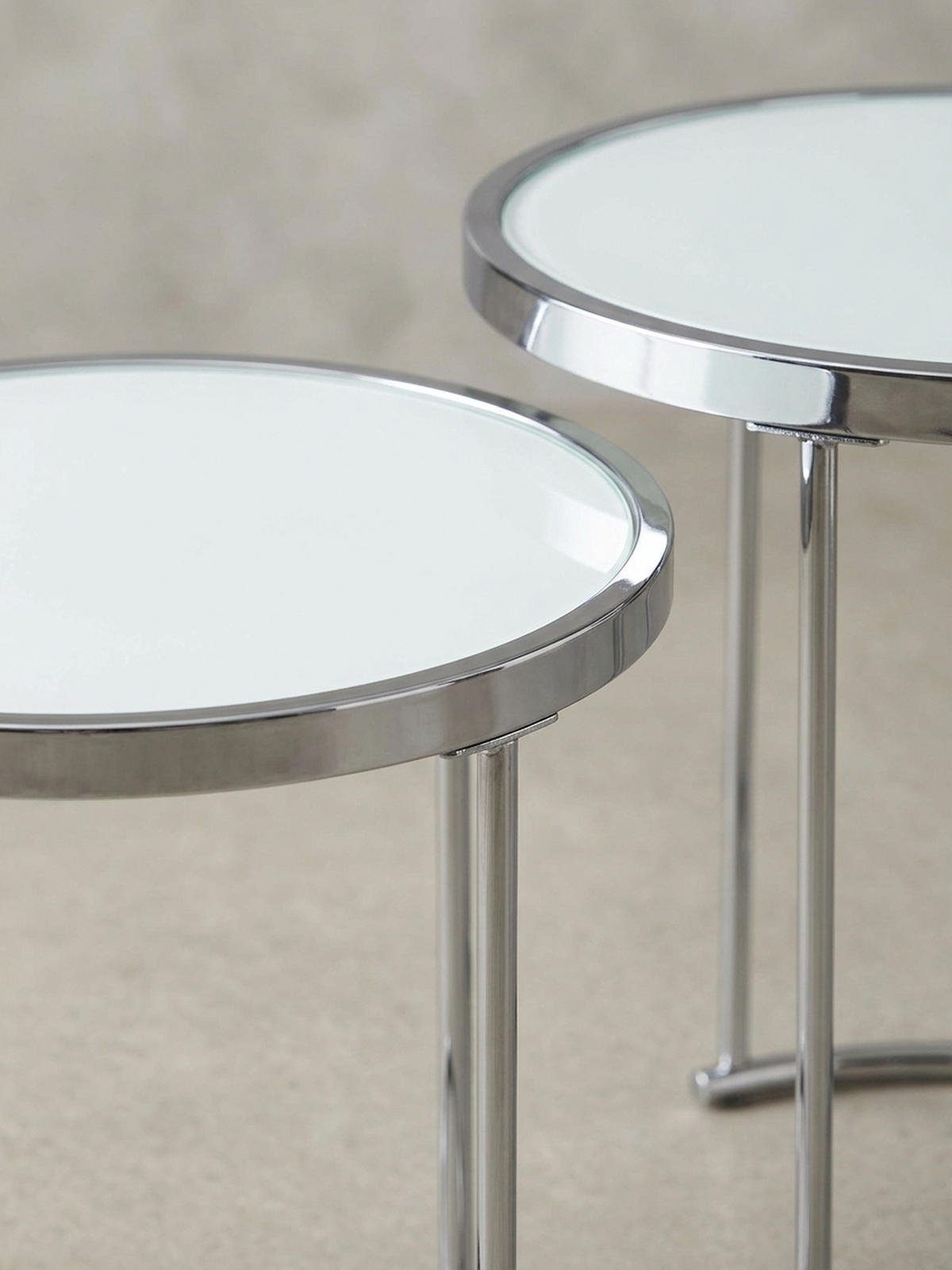 COUCHTISCH Set – Rund Glas 2-teilig mit Stauraum platzsparend - Silberfarben, Glas/Metall (50/50/50cm) - KADIMA DESIGN